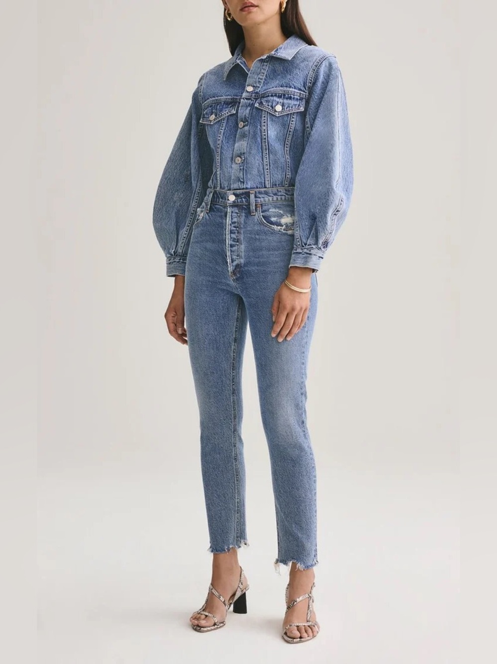 AGOLDE Nico High Rise Rooted Light Wash Jeans
